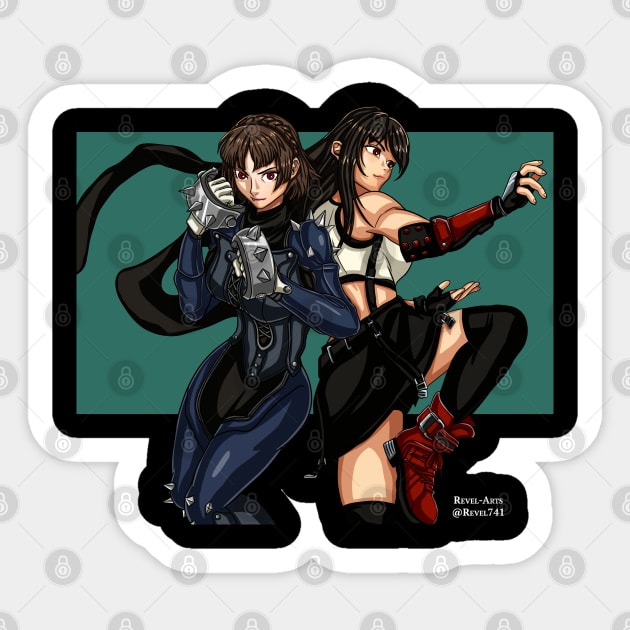 Makoto & Tifa Sticker by Revel-Arts